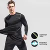 Män Komprimering Running T-shirt Fitness Tracksuit Tight Långärmad Sportkläder Tshirt Träning Jogging Shirts Gym Sportkläder Snabbtorkad Rashgard