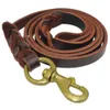 Leather Dog Leash Durable Dog Training Leash Braided Pet Dog Leads Rope for Medium Large Dogs Walking Running Brown 210325