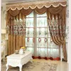 Imitation de luxe Chenille Chenille De Style Européen Rideaux brodés creux pour Villa Salon Chambre à coucher Rideau Tulle Tulle Drapé sur mesure