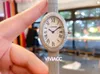Mode Rome numéro géométrique ovale montres en acier inoxydable plein diamant saphir Quartz baignoire montre dame en cuir véritable 32mm