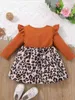 Baby Leopard Print Ruffle Trim Single Breasted Dress She