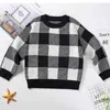 Pull pour enfants vente printemps / automne enfants pulls coton treillis garçon pour 1-6 ans enfants portent des vêtements de fille 211104