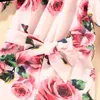 여자 jumpsuit 여름 바지 짧은 소매 플로랄 인쇄 귀여운 유아 키즈 의상 210611
