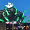 Scultura d'arte Tentacoli di polpo gonfiabili verdi con luci a led Braccio di polpo gigante Piedi Tetto e decorazione della parete per Halloween