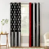 Red Line American Flag Wood Grain Windows Curtains Living Room Bedroom Kitchen For Children Drapes Window Treatments Curtain &