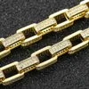 HipHop 8MM Thick Cuban Iced Out Square Copper AAA Cubic Zirconia Stone 14K Real Gold Plating Chain Bracelet for Men Fine Jewelry X0509
