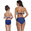 Ruffles Mom and Baby Flowers Print Swimsuit Family Matching Bathing Suit Ins Fashion Outfit 210529