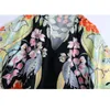 Black Floral Impressão Kimono Midi Vestido Mulheres Verão Fluindo Largo de Manga Curta Mulher Vestidos Casuais Streetwear Vestidos 210430