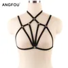 Seksi Kadınlar Lingerie Cupless Sutyen Erotik Strappy Üst Elastik Vücut Kayışı Iç Çamaşırı Siyah Halat Sutyen Kadın Lingerie Sutyen 210515