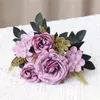 Coroas de flores decorativas Seda Artificial Rosas Buquê de Noiva Decoração da Casa Outono Acessórios de Casamento Liquidação Jardim Falso Peônia Hortênsia