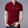 Fuybill Mandarin Collar Kortärmad Tee Te Shirt Men Vår Sommarstil Toppmärke Kläder Slim Fit Bomull T-shirt 220312
