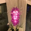 Moderna LED-ljuskronor lampa romantisk rosa färg bröllop vardagsrum handblåst belysning 120 cm lång borocilikat glas konst dekoration bubbla hänge ljus