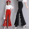 HANZANGL Brand spring summer classic red black women's nine trousers casual suit pant flared Pants S/M/L/XL/XXL Q0801