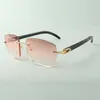 Klassische Designer-Sonnenbrille 3524025, Bügelgläser aus naturschwarz strukturiertem Büffelhorn, Größe: 18-140 mm