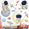 Space Astronaut Wall Stickers for Kids Room Kindergarten Decoration Removable Vinyl PVC Cartoon Decals Home Decor 220217