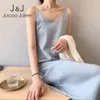 Jocoo Jolee Women Summer Satin Dress Luxury Shiny Sundress Vintage Imitation Silk Dress Korean Long Tank Dress Sexy Camis 210518