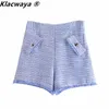 Femmes Tweed Mélangé Texturé Shorts Summer Fashion Raw Cut Edge Taille Haute Casual Streetwear Femme Bottoms 210521