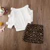 Peuter baby meisje kleding sets effen kleur ronde hals lange mouw trui tops gescheurde jeans 2 stks outfits mode kleding