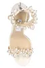 Perfect Bride Wedding Maisel Embellished Leather Sandals White Pearls Strap Women's High Heels Lady Gladiator Sandalias EU35-43.BOX