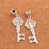 Catolicismo Benedict Medal Cross Smqlivb Key Loose Beads Liga Charme Antique Prata Dangle Fit Pulseiras Europeias B1686 52.2x16.4mm