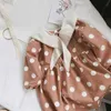 Robe à pois pour filles, col écharpe, printemps et automne, en coton pour enfants, manches longues, robes plissées décontractées, WTA27 Q0716