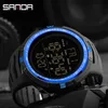 Sanda Luxury Men Digital WatchミリタリースポーツLED防水クォーツ腕時計樹脂男性時計メンズ電子腕時計x0524