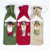 Jute Wine Bags Christmas Decoration Santa Claus Ornaments Xmas Champagne Bottle Covers Dinner Drawstring bag ZWL137