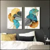 Schilderijen Kunst, Ambachten Geschenken Thuis Tuin 3 Panelen Goud Groen Bladeren Nordic Wall Art Prints Cuadros Decorativos Posters en Drop Decor Pict