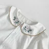 Floral borduurwerk peuter baby meisje katoen romper lente herfst geboren meisjes jumpsuit baby kleding 210816