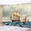 Żaglówka Gobelinowa Ocean Cruise Wall Wiszące Wielofunkcyjne Gobelinowe Boho Drukowane Bedspread Okładka Joga Mata Koc Piknikowy Tkaniny 210609