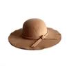 Nieuwe vrouwen strand zon hoed golven grote rand sunbonnet imitatie wol zon hoed mode vrouwen zomer hoed G220301