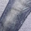 Jeans da uomo vintage moda europea retrò blu scuro elastico slim fit strappato pantaloni denim casual firmati CNCZ
