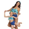 Moda Matka Córka Paski Dopasowane Stroje Bikini Dla Dzieci 2-8yrs Rodzina Mathing Swimwear Odzież Boutique Kobiety 210529