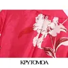 Kpytomoa Damesmode met riem Floral Print Blazer Jas Vintage Lange Mouw Welt Zakken Vrouwelijke Bovenkleding Chic Veste 211122