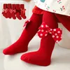 Filles bébé collants rouges avec nœud coton enfants patchwork bas pour printemps enfants collants filles 2110213769630