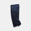 Męskie spodnie Dark Blue Corduroy Men Cargo Vintage Pocket Spodnie Workwear