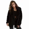 Kvinnor vinterrock plysch faux päls jackor mode fluffig s varm falsk plus storlek kvinna svart 210524