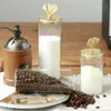 Luksusowy retro Gingko liść mosiężny cukierki przezroczysty zbiornik z pokrywką ziaren kawy żywności zamknięte jar butelka do przechowywania herbaty