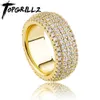 Topgrillz 5 Layer Band Ring Full Micro Pave Cubic Zirconia Ringen Hoge Kwaliteit HIP HOP Mode-sieraden Mannen Vrouwen