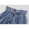 Nbpm Mode mit Gürtelknopf Baggy Jeans Frau Hohe Taille Streetwear Mädchen Breite Beinhose Hosen Mujer Mom Denim 210708