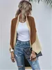 6 Colors Womens Sweaters Fashion Women Color Block Long Cardigan Autumn Winter Warm Knitted Green Sweater Elegant Vintage Jacket