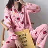 Femmes Pyjamas Ensembles Cartoon Imprimer Été À Manches Longues Deux Pièces Ensemble Femmes Vêtements De Nuit Vêtements De Nuit Sexy Pour Les Femmes Dormir Ensemble Q0706