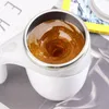 Elektriska värmemuggar 380ml Automatisk blandningskopp Magnetisk självomrörande mugg rostfritt stål Kaffe Mjölkmixer Smart Mixer Vattenbott ZL0395