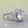 クラスターリングクリスタル925銀のジュエリーのためのヴィンテージリングシンプルな気質の婚約結婚式のファッション2022動向輝く