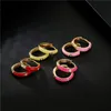 Hoop & Huggie GSOLD Geometric Colorful Drip Glaze Zircon Small Earring Enamel Lovely Copper Women Hoops Trends Jewelry