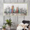 Arte abstrata cidade skyline pintura em tela impressa em tela arte de parede para sala de estar modular edifício fotos8003944