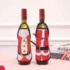 Decorazioni per la tavola per feste di Natale Coperchio per bottiglia di vino rosso Bottiglie di birra Coperture per champagne Mini grembiule per festival di Natale Confezione regalo di Babbo Natale Decora5299915