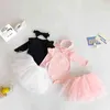 Toddler Girls Clothing Set Spring Summer Baby Flare Sleeve Bodysuits Mesh Skirt 2 pcs 210429