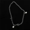 Collana con ciondolo di perle in acciaio al titanio vintage per donna ragazza girocollo a catena grossa regalo di gioielli dichiarazione 2021 girocolli