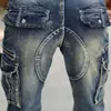 Samlona Mężczyźni Demin Spodenki Lato Sexy Jean Skinny Mężczyzna Punk Style Zipper Multi Kieszonkowy Dance Krótkie spodnie męskie Odzież męskie Dżinsy